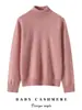 Suéter de Cashmere Consinee de Gola Alta para Mulheres, 100% Cashmere Puro, Caimento Solto, Emagrecedor, Suéter Básico de Tricô Simples e Versátil