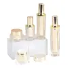 Botella de Crema Personalizada de 30g 50g, Botella Dispensadora de Loción Cosmética, Tapa Hexagonal Recta de Acrílico Dorado con Pegatina para Dispensar