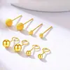 Mini Brincos de Gancho Dourados para Mulheres, Simples e Sofisticados, Presilhas de Orelha Geométricas Brilhantes e Foscas, Versáteis e Elegantes, Brincos de Estilo Minimalista