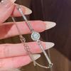 Pulsera de Plata de Alta Calidad Redonda de Zirconia Novia Lujo Ligero Diseño Nicho Joyería Exquisita Regalo para Novia