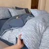 Juego de cuatro piezas de ropa de cama de gasa de doble capa 100% algodón Clase A, sábana de algodón puro, funda de edredón, juego de tres piezas para dormitorio universitario 3