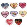 Pegatinas de tela autoadhesivas con diseño de amor, flores, arcoíris, bordados por ordenador, agujeros, parches, zapatos, sombreros, pegatinas decorativas de tela.