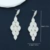 Pendientes de cadena con garra de diamante cuadrilátero para mujer, con forma de hoja, llenos de diamantes de imitación, comercio transfronterizo europeo y americano, a la moda