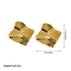 Pendientes Versátiles de Moda Transfronteriza Europeos y Americanos de Acero Inoxidable Pendientes Hidráulicos de Acero de Titanio Chapado en Oro de 18K Pendientes Geométricos Asimétricos