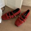 Sapatos Mary Jane Quadrados de Couro Genuíno Estilo Retrô de Nicho para Noite Sapatilhas Baixinhas 2025 Novo Estilo Não Cansativos para Mulheres