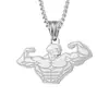 Experto en fitness europeo y americano hombres musculosos de fuerza collar de acero de titanio hombres de moda personalidad dominante colgante deportivo Joyería de Verano