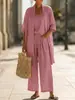 Conjunto de Tres Piezas Suelto Recto de Verano Nuevo Estilo Transfronterizo para Mujer, Traje Casual de Color Sólido Estilo Europeo y Americano