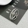 Anel de Prata S925 Personalizado Prata Tailandesa Coração Dupla Camada Rosto Sorridente para Mulheres, Anel Simples Ins Nicho Estilo Coreano Dedo Indicador