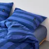 Xiang Ling Premium Sencillo Estilo Ins 100% Algodón Rayas Algodón Puro Juego de Cama de Cuatro Piezas: Sábana, Funda de edredón, Funda de almohada