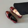 Zapatos Mary Jane artísticos retro franceses para mujer, punta cuadrada, lazo, cierre de correa, zapatos de corte bajo, zapatos versátiles para mujer para combinar con faldas