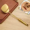 Espátula e colher de aço inoxidável 304 utensílios de cozinha, espátula para panela de aço inoxidável, escumadeira para hot pot, conjunto de presente dourado específico para cozinha