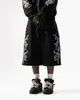 Sudadera con Capucha Estilo Gótico Urbano Americano Estampada con Tótem Bordado con Remaches y Decoraciones Metálicas, Conjunto de Dos Piezas Unisex