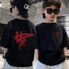 Camiseta blanca de verano de manga corta de algodón para niños, estilo nuevo de 2023, talla mediana-grande, de moda para niños.