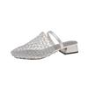 Sandalias Romanas Huecas Tejidas de Malla de Nicho Europeo y Americano para Mujer Verano Nuevo Pescador Planas Punta Redonda Medio Zapatillas