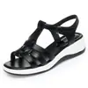 Sandalias de Cuña para Mujer, Nuevo Estilo Verano 2026, Versátiles, Casuales, Cómodas, Zapatos tipo Mamá de Suela Suave, Zapatos de Mujer con Corte Hueco de Piel Suave y Suela Gruesa