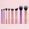 Set de brochas de maquillaje de mango largo de 8 piezas, colores surtidos, juego completo de brochas para polvos y rubor, brochas para contorno y sombras de ojos, herramientas de belleza