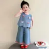 Conjunto de Mezclilla para Niñas Verano 2026 Nuevo Chaleco de Gato para Niños Vestido de Verano Estilo Dulce Conjunto de Dos Piezas para Bebés Niñas