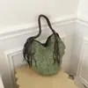 Bolsa de Palha Tecida Versátil de Grande Capacidade para Ombro/Axila Feminina Bolsa Tote Moda Tecida Transfronteiriça Primavera/Verão 2026