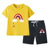 Conjunto de dos piezas para bebé, niño y niña, verano 2023, informal, de algodón, manga corta, pantalones cortos, fino