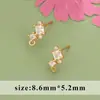 Anel de Banda Geométrico Flor Lua Banhado a Ouro Verdadeiro 18k com Zircônia Exquisita Acessórios Semi-acabados para Brincos DIY