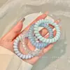 Lindo y Fresco Goma para el Cabello de Cable de Teléfono para Niñas, Nueva Cuerda para el Cabello Versátil y Duradera de Verano con un Toque de Alta Gama, Accesorio para el Cabello sin Marcas