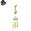 Anillo para ombligo de aleación de titanio G23 mariposa incrustado con circonita Moda europea y americana Joyería para perforaciones F136 Venta al por mayor transfronteriza de Amazon