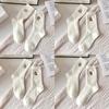 Calcetines de Terciopelo Australiano con Bordado de Lazo para Mujer Otoño e Invierno con Forro Polar Calcetines Gruesos Cálidos para Dormir Calcetines Lindos Suaves Cerosos de Piel para Mujer
