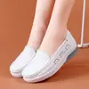 Zapatos de Enfermera, Zapatos Casuales para Mujer, Con Amortiguación de Aire, Que Aumentan la Altura, Suela Blanda, Antideslizantes, Cómodos, Resistentes al Desgaste, Tacón Medio, Zapatos de Suela Gruesa de un Solo Color, Disponible para Dropshipping