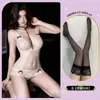 Lencería Atrevida de Alta Gama, Escote Profundo en V, Encaje Sexy Transparente, Tentación, Ceñida a la Cadera, Coqueteo, Interés Sexual, Uniforme Sexy Erótico