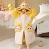 Pijama infantil outono e inverno 2024 meninos e meninas espessado jacquard pelúcia infantil desenho animado roupão calça conjunto