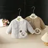 Chamarra de algodón bordada con cordero para bebé e infante, abrigo ligero acolchado para niños, prenda exterior cálida de otoño e invierno para bebé