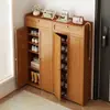 Gabinete de Almacenamiento de Gran Capacidad Multicapa para Entrada Zapatero Uso Doméstico Color Madera Maciza Zapatero Moderno Simple Gabinete de Almacenamiento a Prueba de Polvo