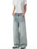 Jeans Azules Rectos Lavados Estilo Retro Americano Cleanfit para Hombres y Mujeres Marca de Moda Casual Holgados de Pierna Ancha Pantalones Largos