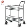 Carrinho de Jantar de Aço Inoxidável com Grades de Proteção, Carrinho Multifuncional de Duas Camadas para Transporte e Virada de Mercadorias, Carrinho de Ferramentas Silencioso, Carrinho de Mão de Obra