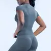 Conjunto Esportivo Curto de Manga Curta e Calça Longa DFYNE Novo Transfronteiriço para Mulheres, Respirável, Alta Elasticidade, Absorvente de Umidade, Repelente de Suor, Conjunto de Fitness e Yoga