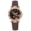 El reloj de mujer más vendido de Amazon, moderno y único, reloj de pulsera sencillo con esfera de mariposa y correa de cuero, reloj de cuarzo al por mayor
