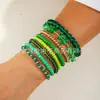 Joyería Europea y Americana, Pulsera de Cuentas Verdes Estilo Étnico Bohemio, Pulsera de Cristal Apilable de Diseño Moderno