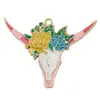 Europeu e Americano Transfronteiriço DIY Colorido Gotejamento de Óleo Cabeça de Vaca Liga de Zinco Dourada Multi-Cor Pingente Acessórios para Joias DIY
