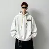 Moletom com capuz de peso pesado estilo americano para homens, folgado e versátil para outono e inverno, estiloso e simples, estilo de Hong Kong na moda, moletom casual para casais