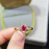 Anillo de Rubí Natural Plata 925 Seiko Incrustado Fuego Súper Brillo Rubí Viejo Quemado Piedra Principal 4*5mm
