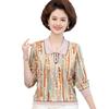 2024 Nueva mamá usa camisa de solapa fina de primavera y verano para mujeres de mediana edad y mayores, camisa de manga larga estilo occidental para mujeres de mediana edad