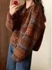 Abrigo-suéter jacquard estilo retro, nueva colección otoño/invierno 2026, cárdigan de punto Fair Isle chic relajado que reduce la edad