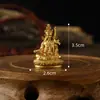 Estatua de Buda Mini Portátil Dorada de Latón 3cm Adorno Sakyamuni Dios Amarillo de la Riqueza Manjusri Guanyin de Cuatro Brazos Exquisita
