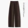 Elegantes pantalones de cintura alta, rejuvenecedores, versátiles, de corte ajustado y pierna curva para mujer, nuevo estilo de principios de otoño, de corte holgado, adelgazantes y de pierna ancha largos