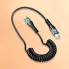 Cable de Datos Retráctil con Resorte Tipo-C Carga Rápida Adecuado para Huawei, Samsung, Apple Iphone, Cable de Carga para Coche, Motocicleta