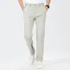 Pantalones Casuales de Lino para Verano 2026, de Cintura Alta, Corte Recto Holgado para Hombres de Mediana Edad, Color Sólido, Ropa Recta de Negocios para Hombres