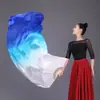 Fã de dança Wanjiang Fã longo Fã de dança Koi Cópia Fã de fogo de dança quadrada de gradiente longo Fã de seda longo