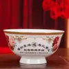 Cor sob o Esmalte Jingdezhen Presente Porcelana Óssea Tigela da Longevidade Personalização Tigela da Longevidade para Idosos Tigela Festiva Tigela de Pé Alto Tigela de Aniversário para Idosos