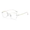 Gafas Sin Montura de Titanio Puro Ultraligeras 53 Anti-Luz Azul Montura Ojo de Gato 9031 Gafas Versátiles Elegantes Intelectuales Femeninas Bt1592