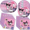 Decoraciones de Cumpleaños Sanrio Temáticas de Kuromi Globos de Kuromi Vajilla Desechable Suministros Lazo Regalo
